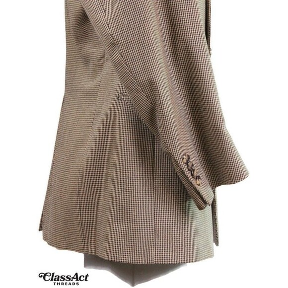 Graham & Gunn Men’s Wool Brown Houndstooth Plaid 3 Btn Blazer Sport Coat 42R - Picture 3 of 7